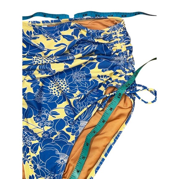 J.Crew Ruched high-rise bikini bottom Small with Top 36A Blue Floral Tropical - Picture 6 of 9
